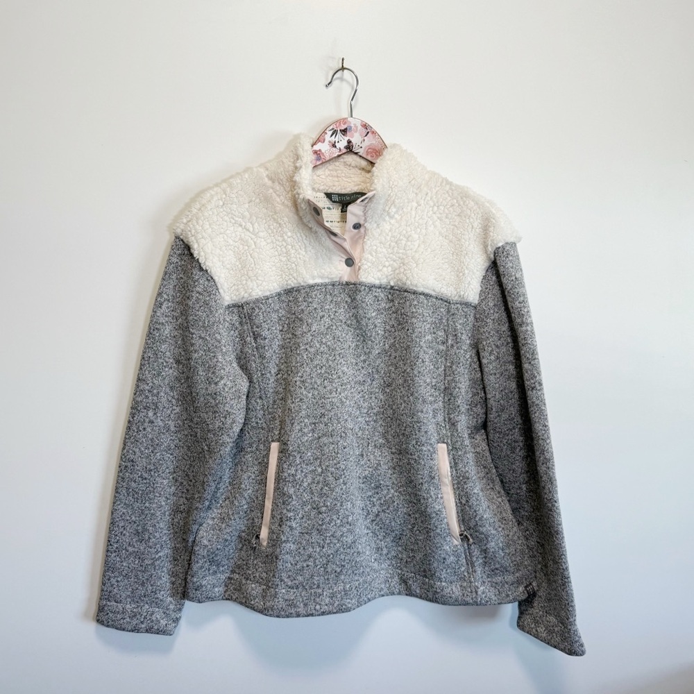TITLE NINE Callitrix Fleece Pullover Sweater Women’s L Large Gray White